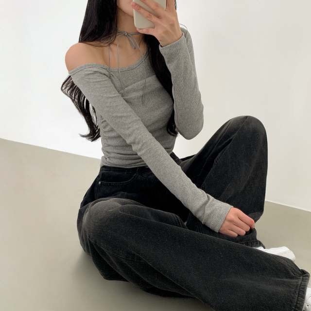 [숏&롱/하체커버!] 솔리 트리드 옆핀턱 청바지 벌룬핏 워싱 폴딩 와이드 봄 데님 팬츠 상세 이미지 55