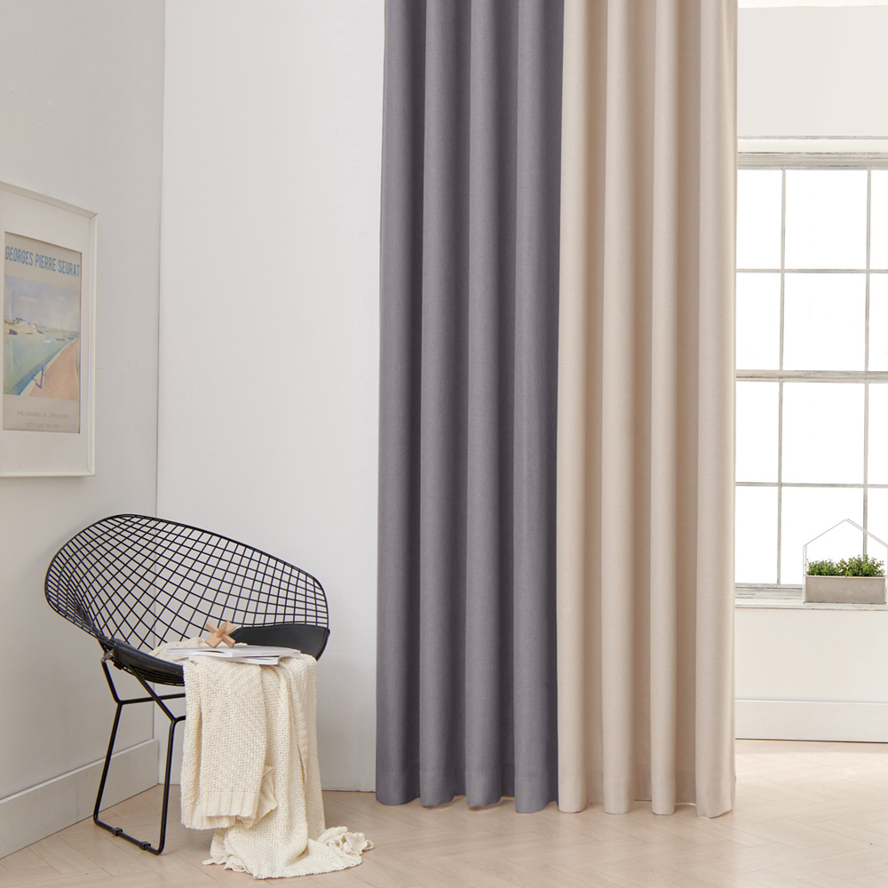 뷰하우스 데님 형상기억 거실 창문 복층 암막커튼 150x180 핀형 아일렛 맞춤제작 커텐