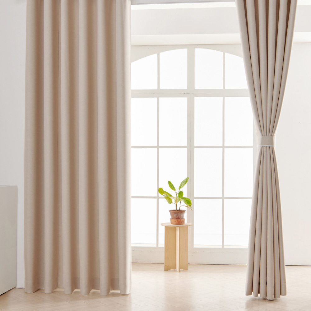 뷰하우스 데님 형상기억 거실 창문 복층 암막커튼 150x180 핀형 아일렛 맞춤제작 커텐