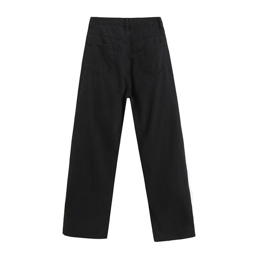 댄디 핀턱 세미 와이드 일자핏 흑청 워싱 데님팬츠 - 상세 이미지 2