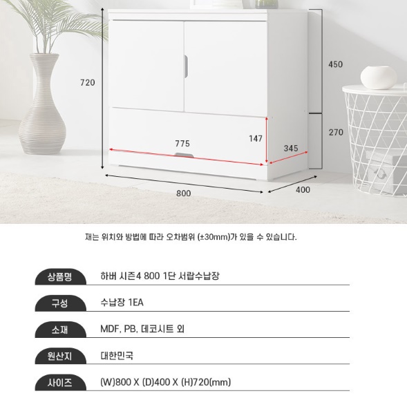 미니장농 소형옷장 작은옷장 이불서랍장 원룸장롱 800 - 상세 이미지 2