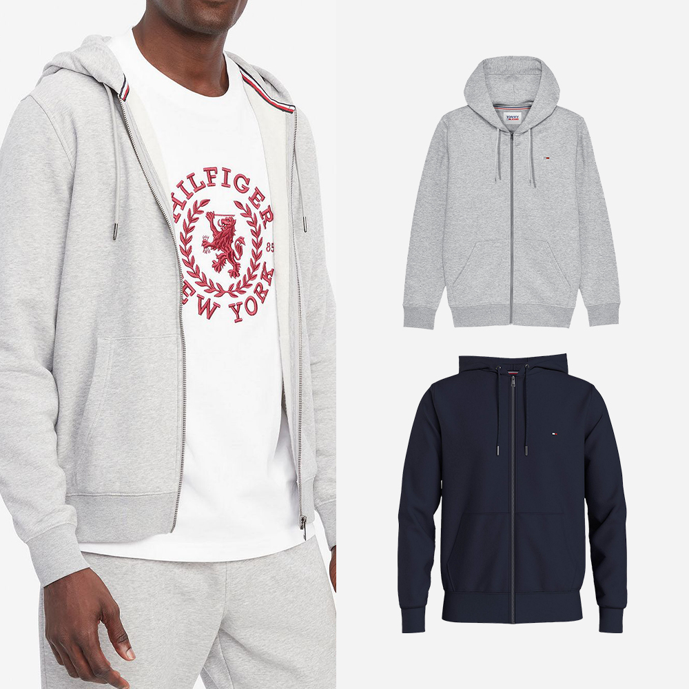 타미힐피거 플래그 자수로고 기모안감 후드집업