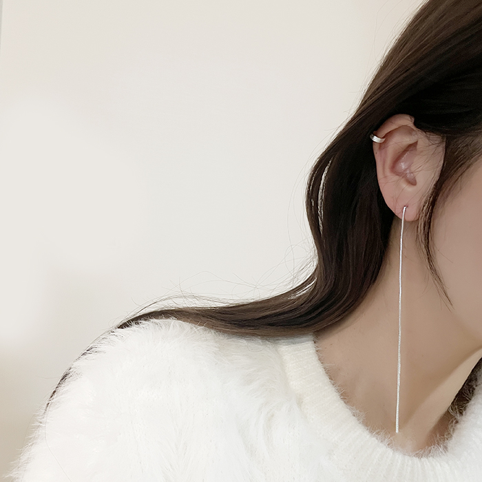 뱀줄 체인 줄 롱 드롭 귀걸이 티타늄 목디스크귀걸이 거북목 교정 - 상품 이미지