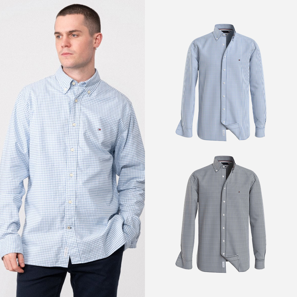 타미힐피거 남녀공용 깅엄 체크 긴팔 셔츠