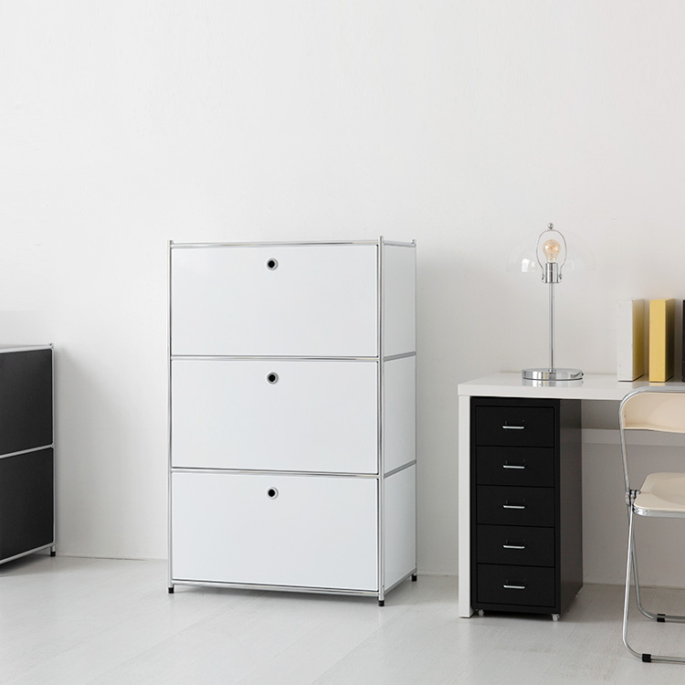 심플리 3단 수납장 BC020 77x40x120, 3단, 퓨어화이트 2690.6120