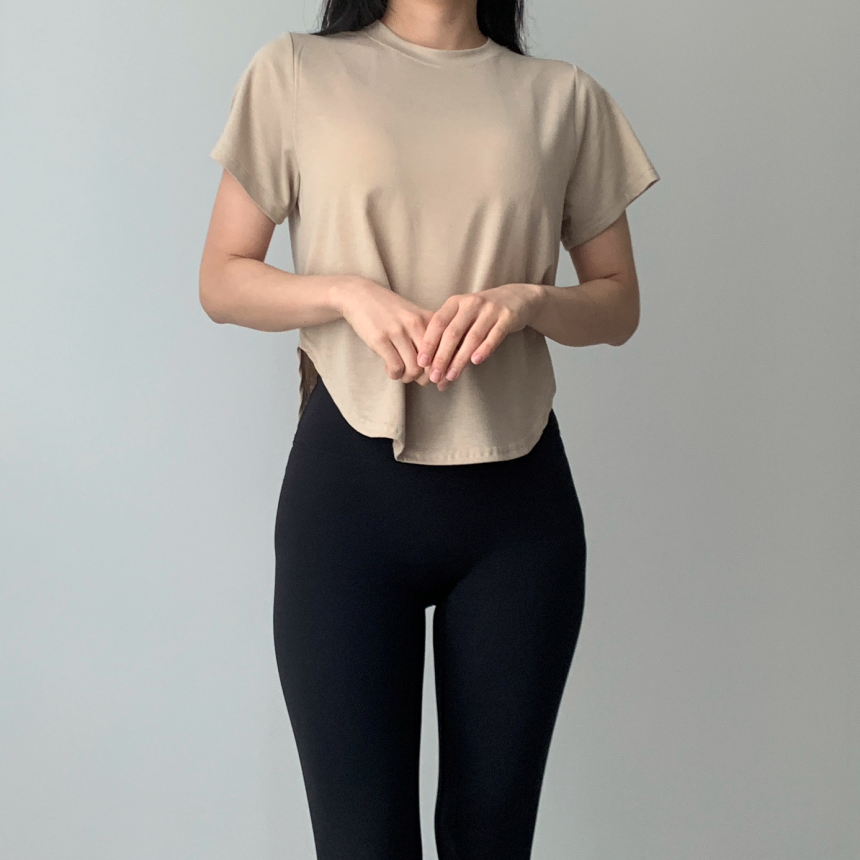 [1+1/슬림루즈핏]찰랑 필라테스 운동복 요가복 헬스복 상의 커버업 크롭 반팔 밑단굴림 티셔츠 발레리나티 발레코어 숏슬리브 상세 이미지 21