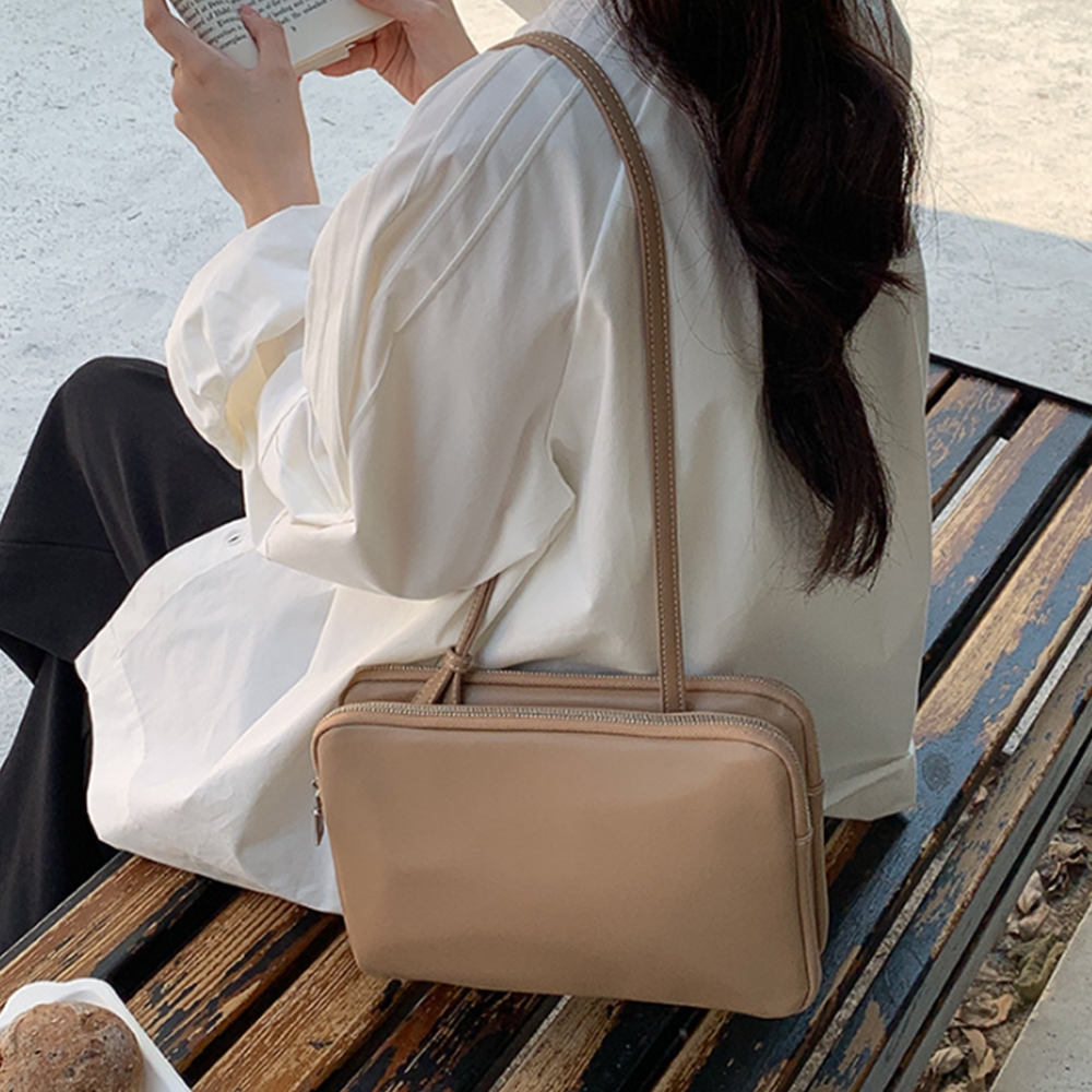 가죽가방 숄더백 스퀘어 트윈 크로스백 롱 투바디 쇼퍼백 이미지 6