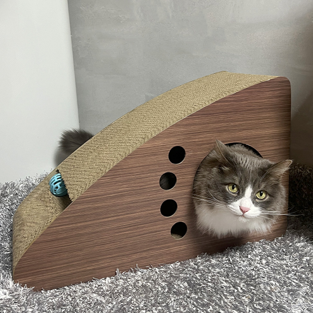 개과천선 키츠 고양이 스크래쳐 수직형 원목 천연골판지 스트레스해소 놀이 숨숨집 브라운 - 상세 이미지 4