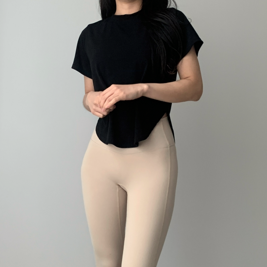 [1+1/슬림루즈핏]찰랑 필라테스 운동복 요가복 헬스복 상의 커버업 크롭 반팔 밑단굴림 티셔츠 발레리나티 발레코어 숏슬리브 상세 이미지 55