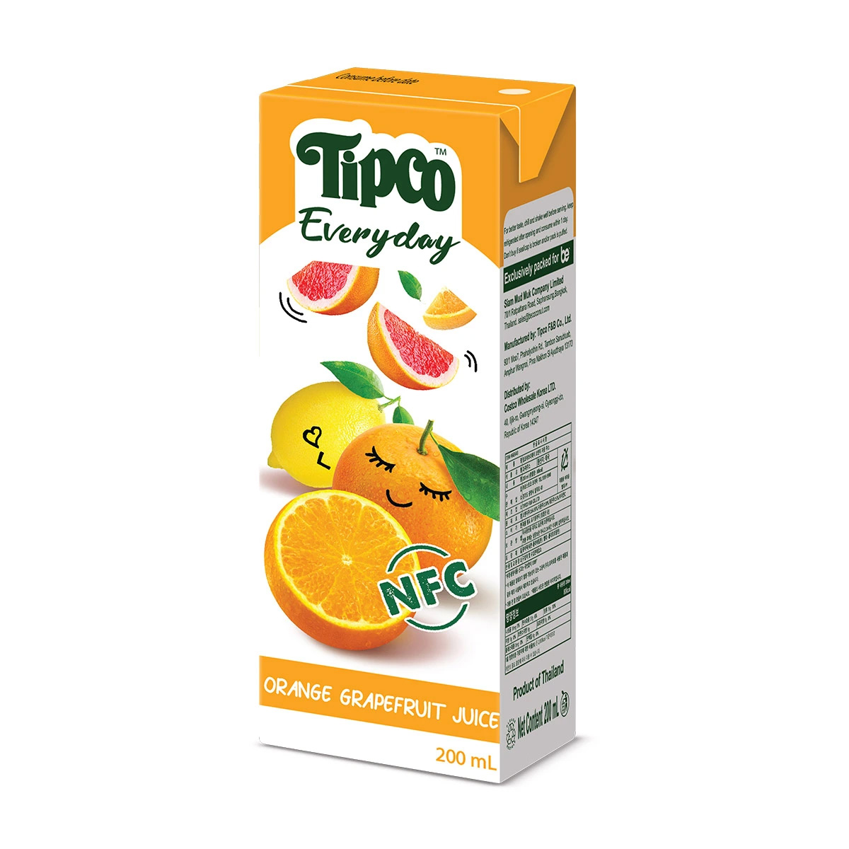 코스트코 팁코 TIPCO 오렌지자몽 착즙 주스 200ml x 24 - 상세 이미지 3