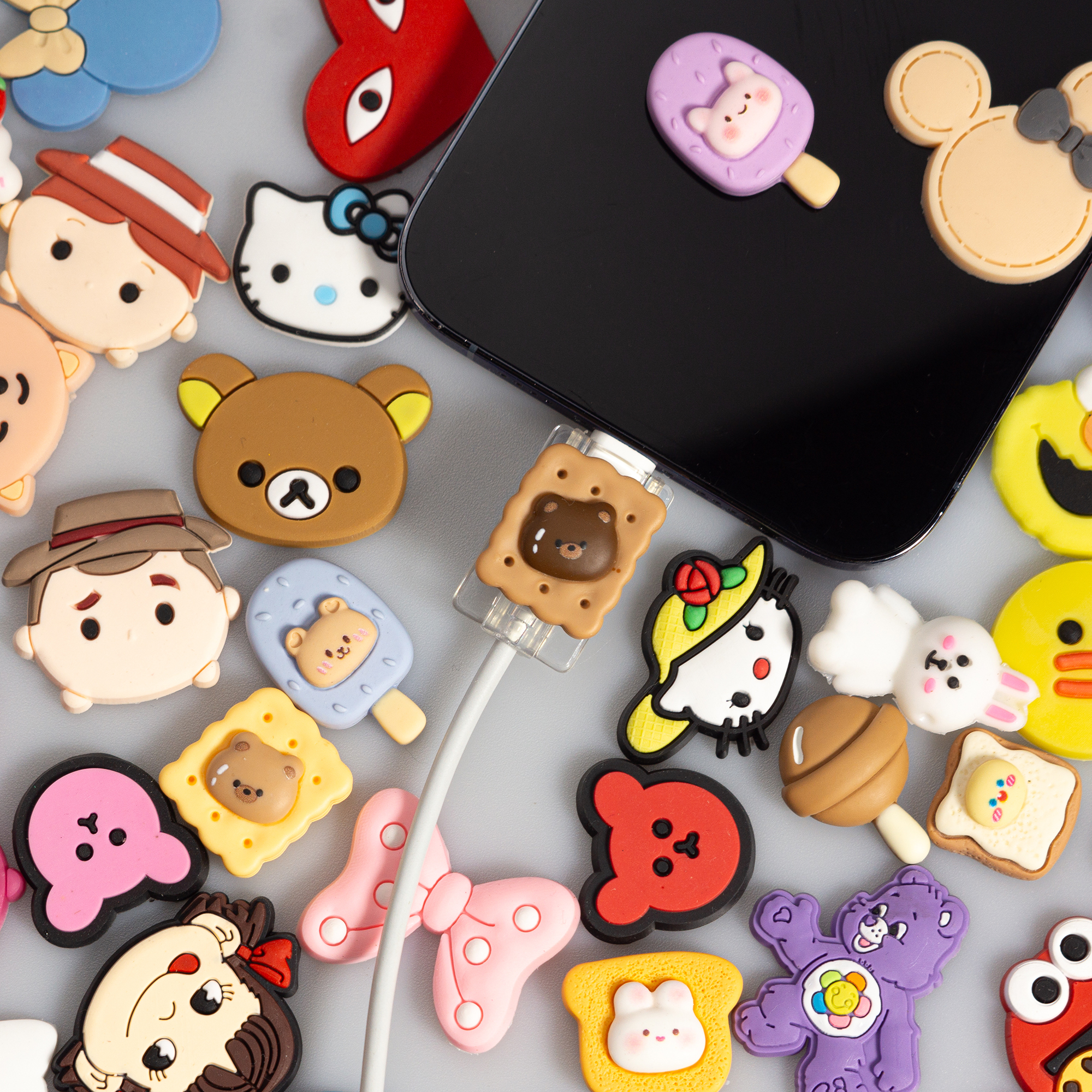 아이폰충전기보호캡 케이블바이트 단선방지 갤럭시 USB C타입 납작멍멍 - 메인 이미지