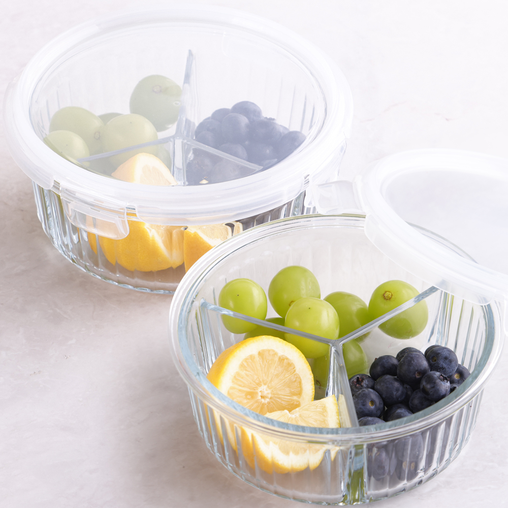 네오플램 1+1 내열유리 나눔 반찬통세트 2p 950ml 원형