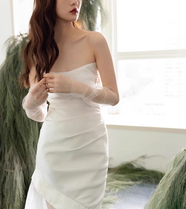 튜브탑 브라이덜샤워 2부 피로연 파티 스냅 촬영 돌잔치 드레스 - 상세 이미지 2