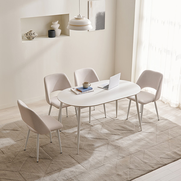삼익가구 클랜 타원형 통세라믹 4인용 1400 식탁세트(의자4)