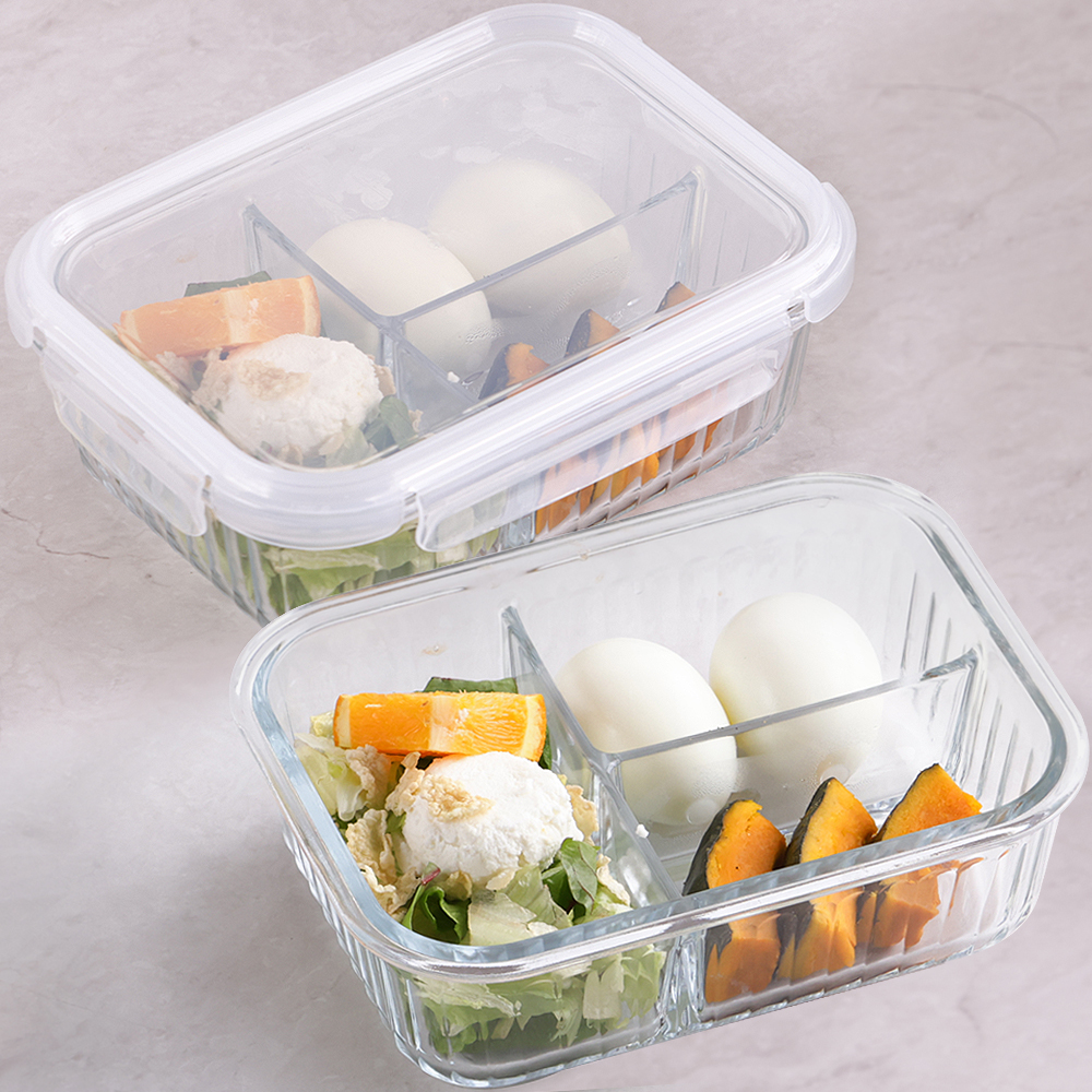 네오플램 1+1 내열유리 나눔 반찬통세트 2p 1000ml 직사각