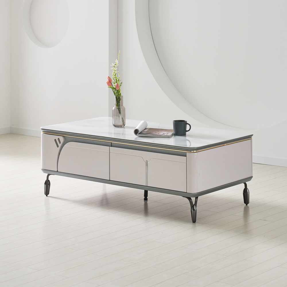 [방문설치] 알라딘 아트글라스 강화유리 거실테이블 소파테이블 좌탁 실버