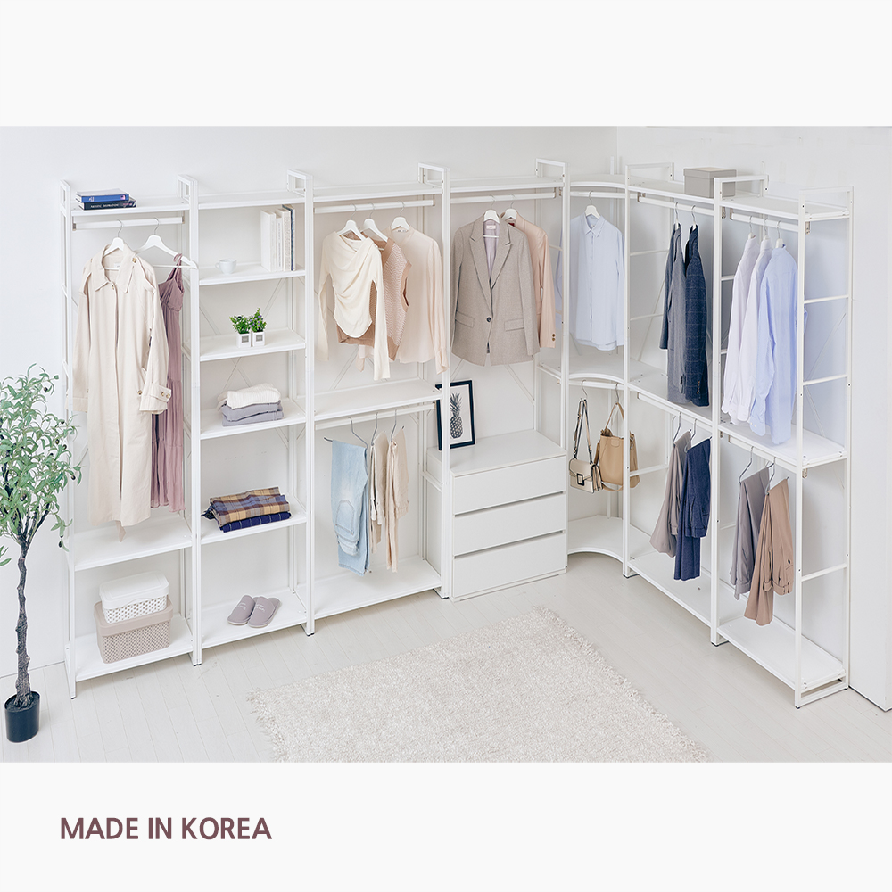 [모아미] 시스템행거 드레스룸 옷걸이 조립식 600선반2단