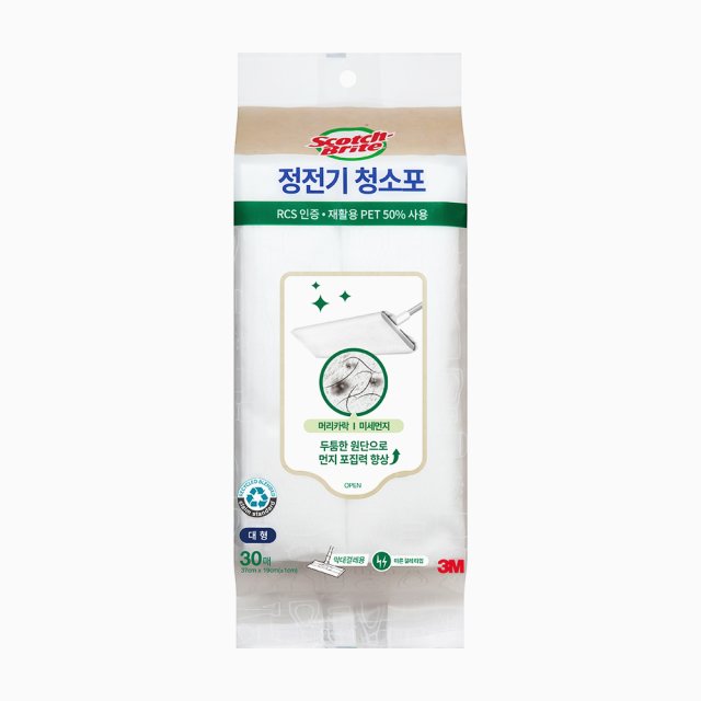 3M 스카치브라이트 정전기 청소포 30매 대형 3m막대걸레 호환 - 상품 이미지