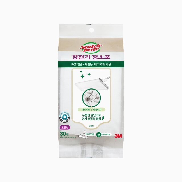 3M 스카치브라이트 정전기 청소포 30매 표준형 3m막대걸레 호환 - 상품 이미지
