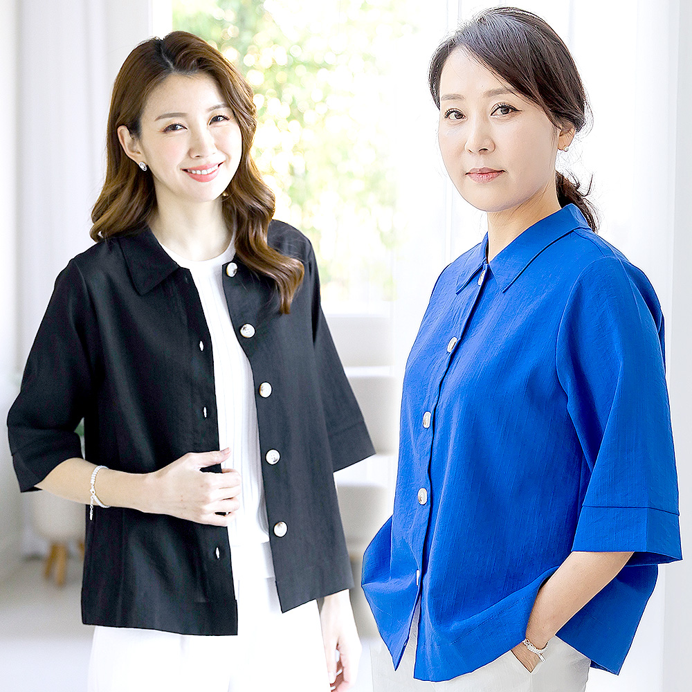 7부 인견 자켓 여성 러프 엘레강스 남방 카라넥 여름