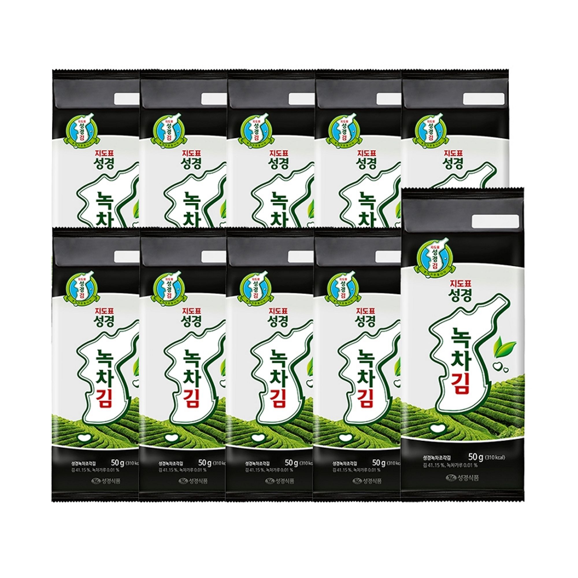 성경김 녹차 재래 식탁김 조미 도시락 맛있는 김 50g, 10개 이미지 1