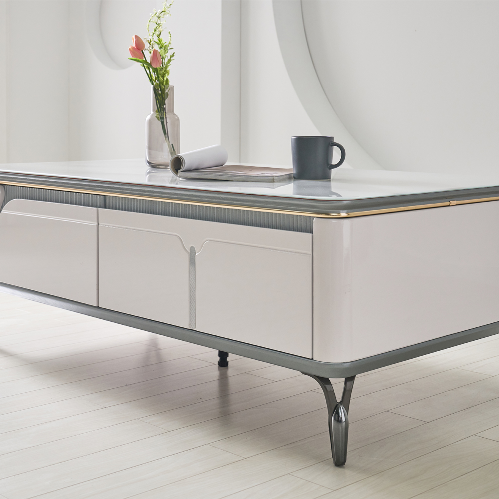 [방문설치] 알라딘 아트글라스 강화유리 거실테이블 실버