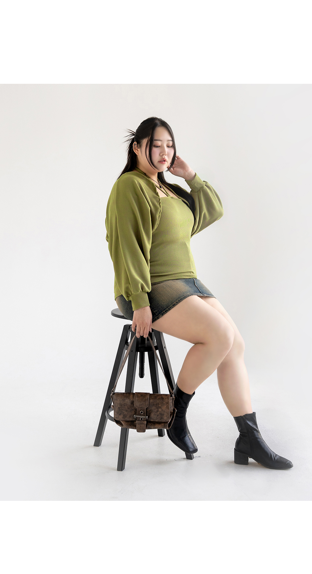 [1천장돌파][MADE] 빅사이즈 55-100 웨블 골지 홀터넥 크롭 나시 볼레로 가디건 세트 휴양지 룩 상세 이미지 37