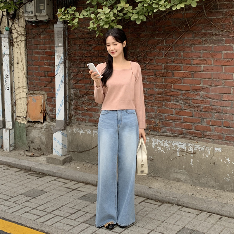 (S-LYKK지퍼인생데님♥) 데코 워싱 와이드 데님 팬츠 ps4788 - 상세 이미지 5