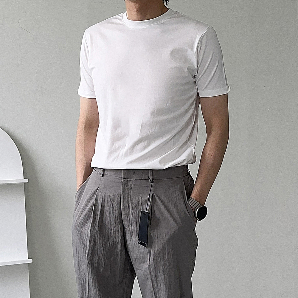 1+1 쿨 티셔츠 머슬핏 여름 흰색 남자 반팔티 - 상품 이미지