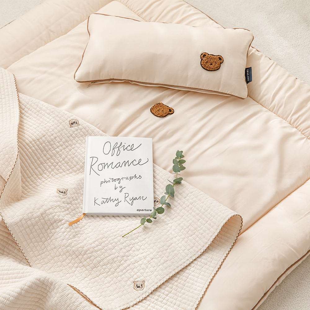 곰돌이 자수 어린이 집 낮잠 이불 모달 낮잠 이불 풀 세트 가방포함