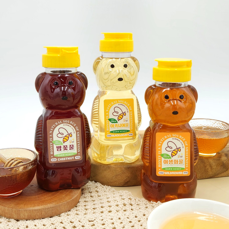 곰돌이꿀 335g 진짜 천연아카시아꿀 튜브 밤나무 양봉 야생꿀 이미지 6