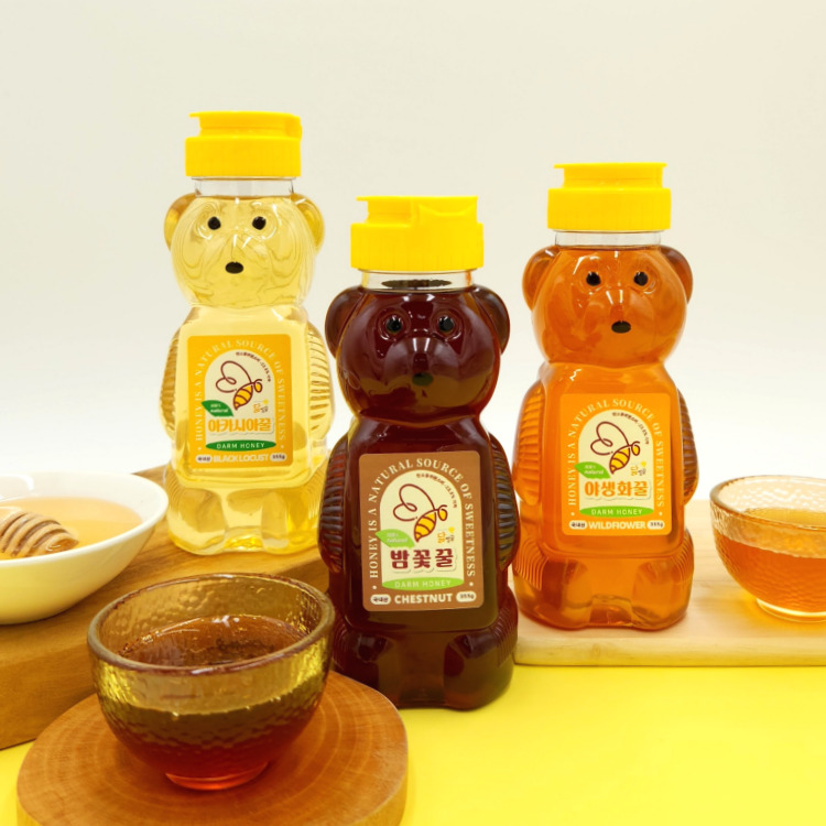곰돌이꿀 335g 진짜 천연아카시아꿀 튜브 밤나무 양봉 야생꿀