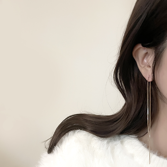 두줄 뱀줄 투웨이 롱 드롭 귀걸이 티타늄 목디스크귀걸이 거북목 교정 - 상품 이미지