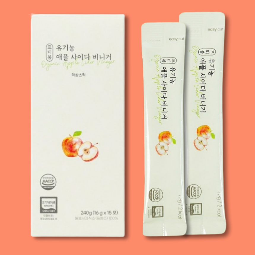유기농 애사비스틱 애플사이다비네거 에사비식초 프티봉 천연발효 사과초모240g 15포 - 메인 이미지