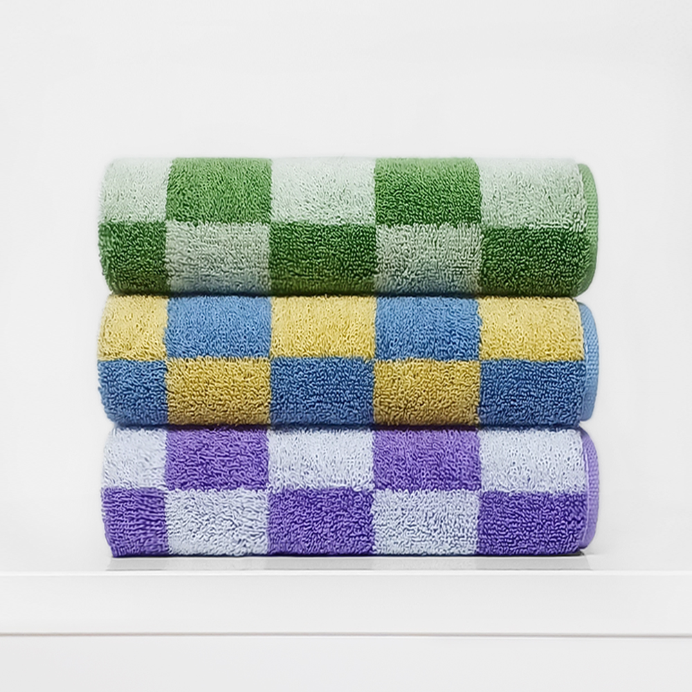 먼지없는 체커보드 호텔수건 패턴 뱀부타올 3매세트