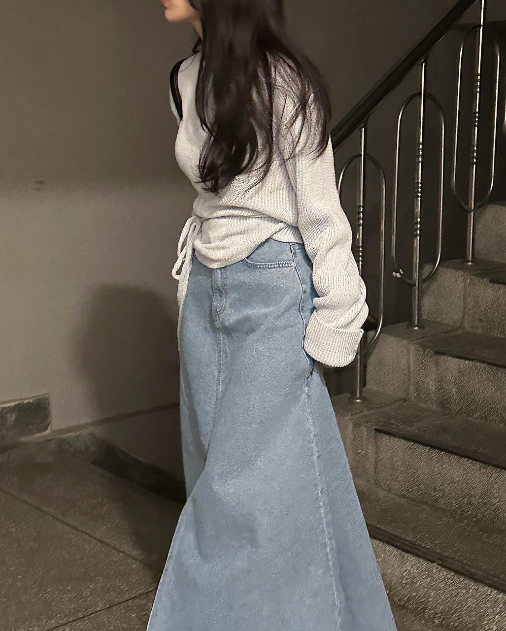 롬바 오버핏 루즈핏 레이어드 뒷트임 니트 상세 이미지 14
