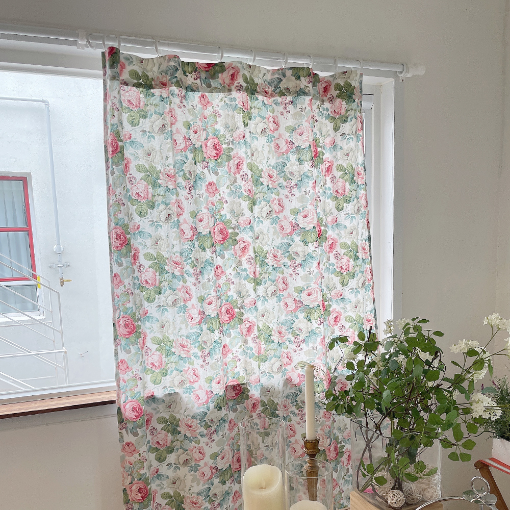 바이아미 로제 꽃무늬 레트로 빈티지 맞춤 제작 커튼 레드