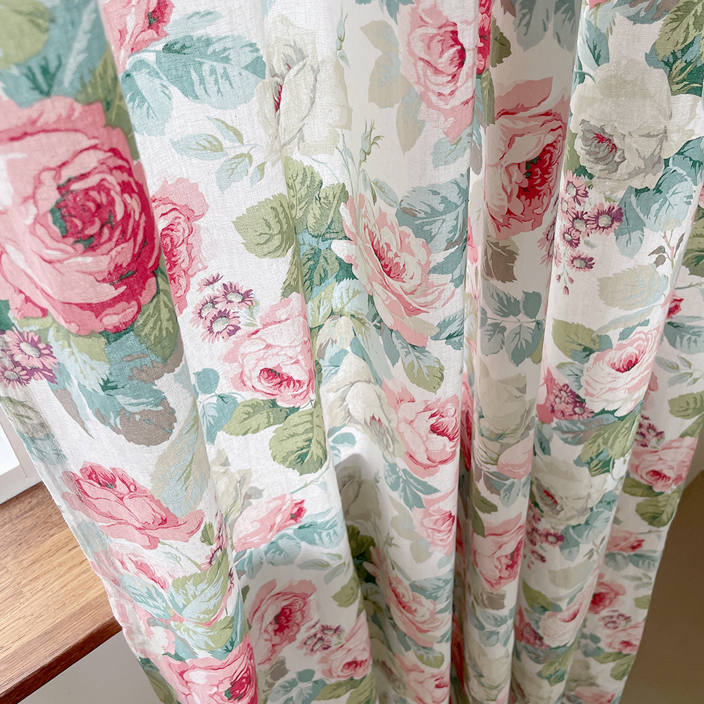 바이아미 로제 꽃무늬 레트로 빈티지 맞춤 제작 커튼 레드