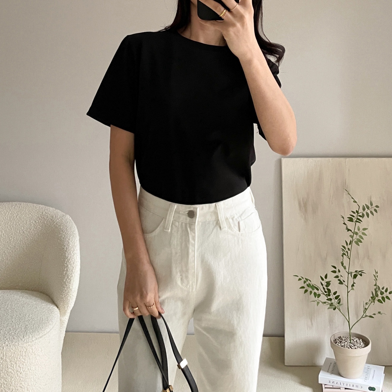 1+1 흰티 세미크롭반팔티 세미크롭티 흰티셔츠 이미지 6