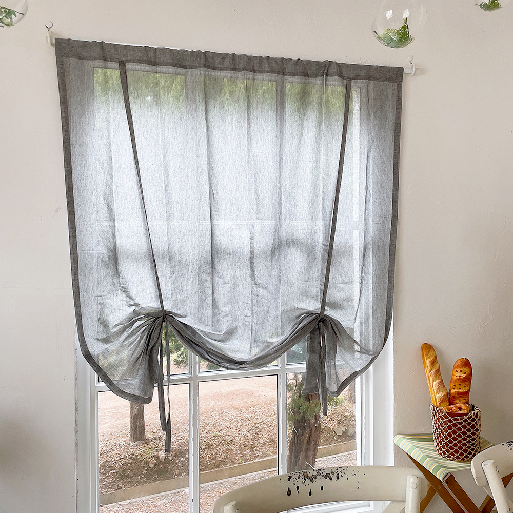 바이아미 시어 린넨 진그레이 비침 가리개 롤업커튼