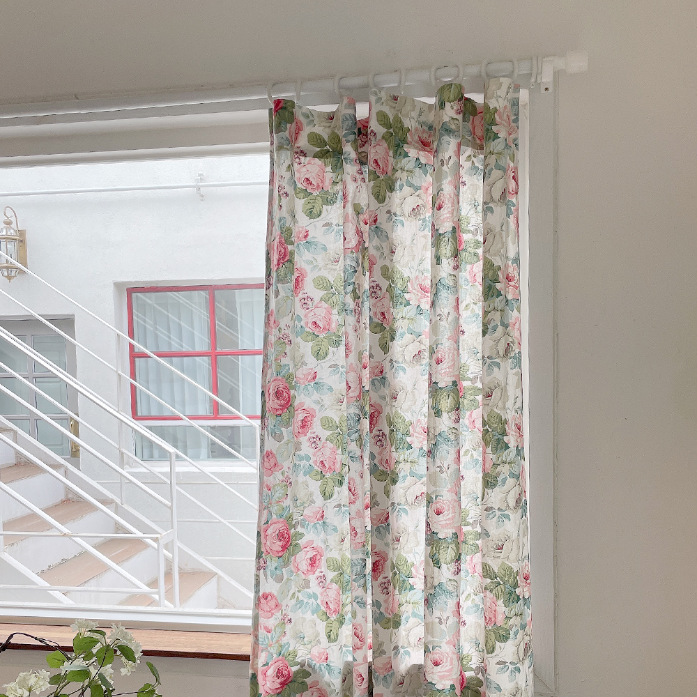바이아미 로제 꽃무늬 레트로 빈티지 맞춤 제작 커튼 레드