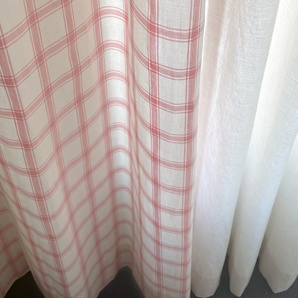 마켓 체크 커튼 아이방 여아 남아 키즈 봄커튼 레트로 핑크 맞춤