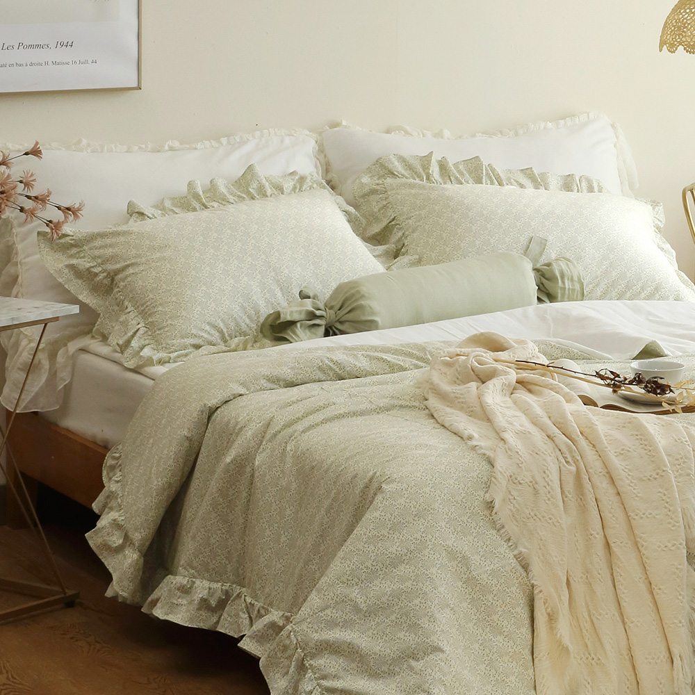 순면 프릴 잔꽃 누빔 이불 커버 이스턴킹 침구 세트