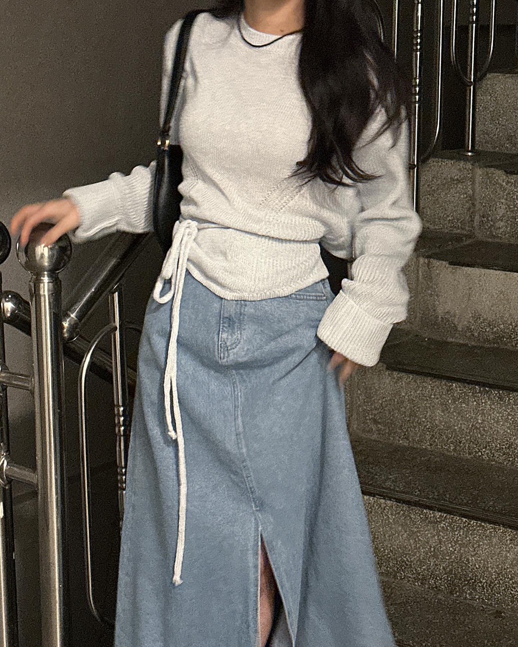 롬바 오버핏 루즈핏 레이어드 뒷트임 니트 상세 이미지 9