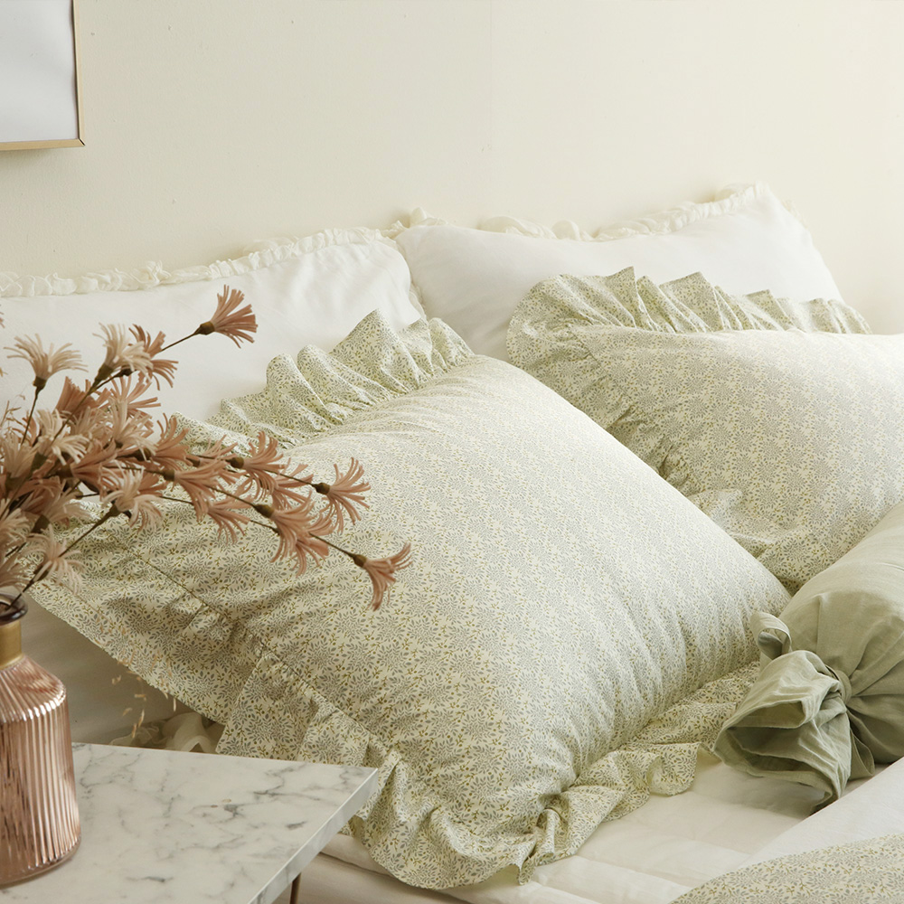 순면 프릴 잔꽃 누빔 이불 커버 퀸 침구 세트