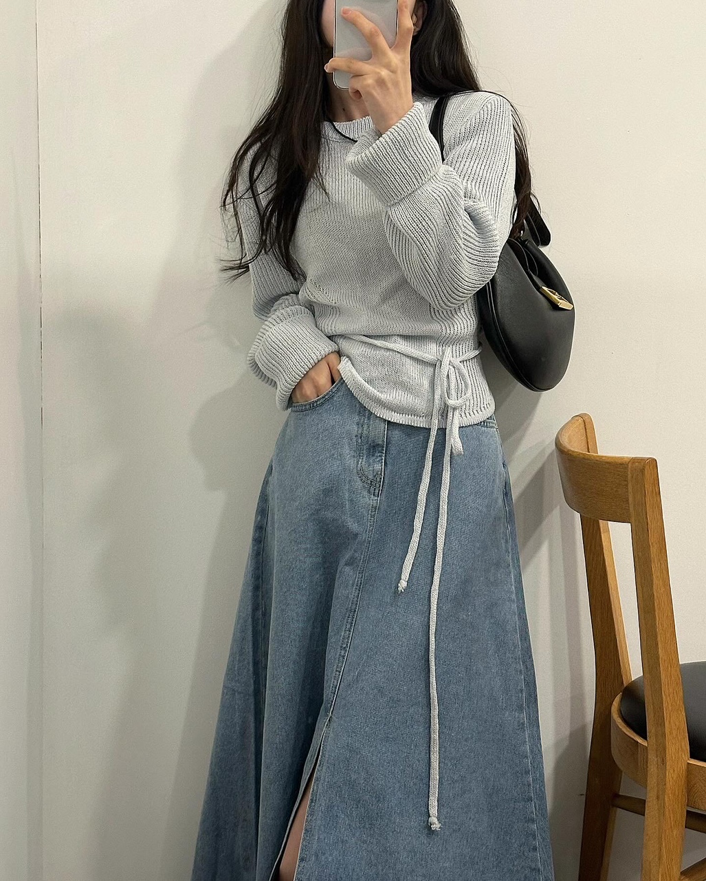 롬바 오버핏 루즈핏 레이어드 뒷트임 니트 상세 이미지 5