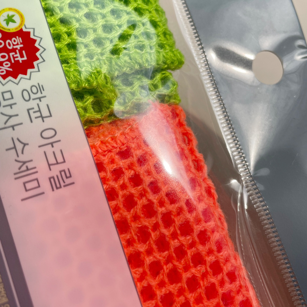노스크래치수세미 소프렌 국산 항균 아크릴 망사 수세미 스크레치제로 2P - 상세 이미지 3