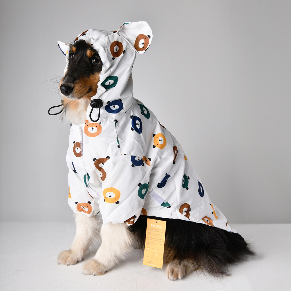 강아지 우비 곰돌이 비옷 바람막이 S