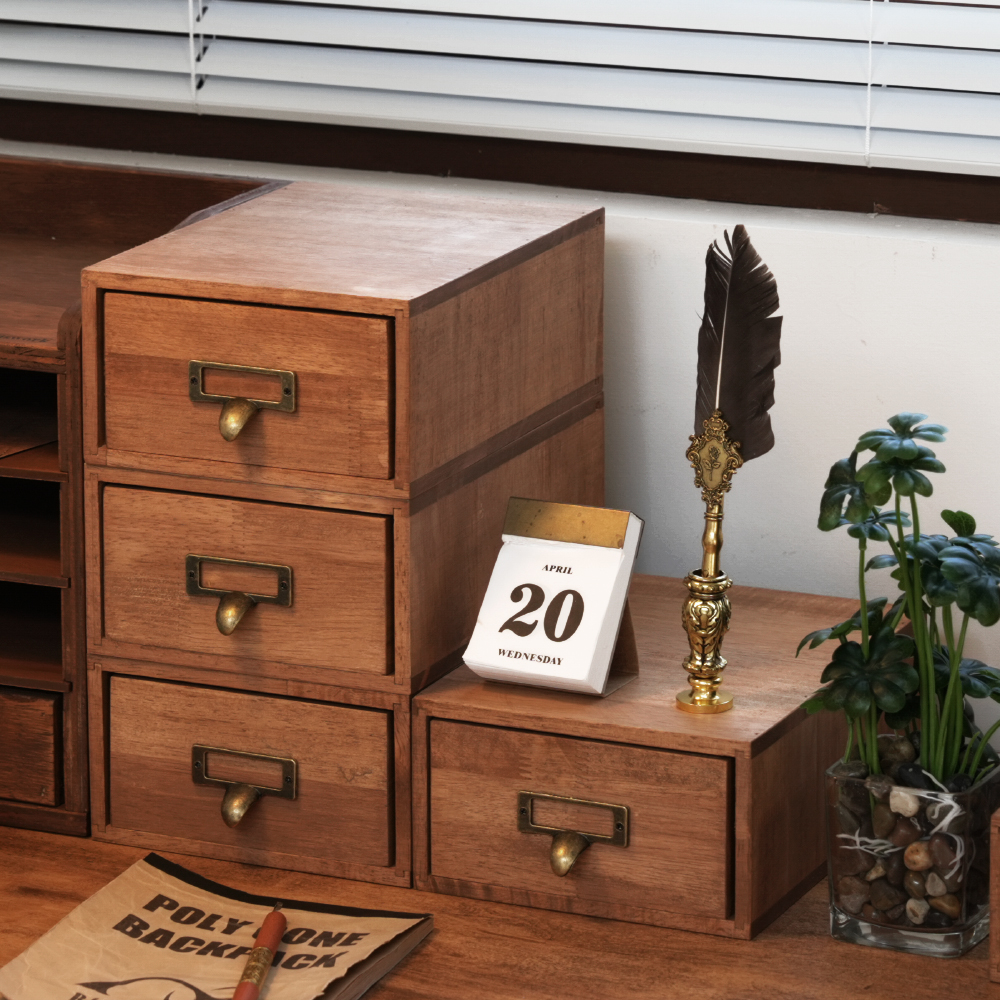 무디스워크 포터 원목 책상 1단 서랍함 미니서랍 데스크테리어 오거나이저 정리함 수납함 이미지 2