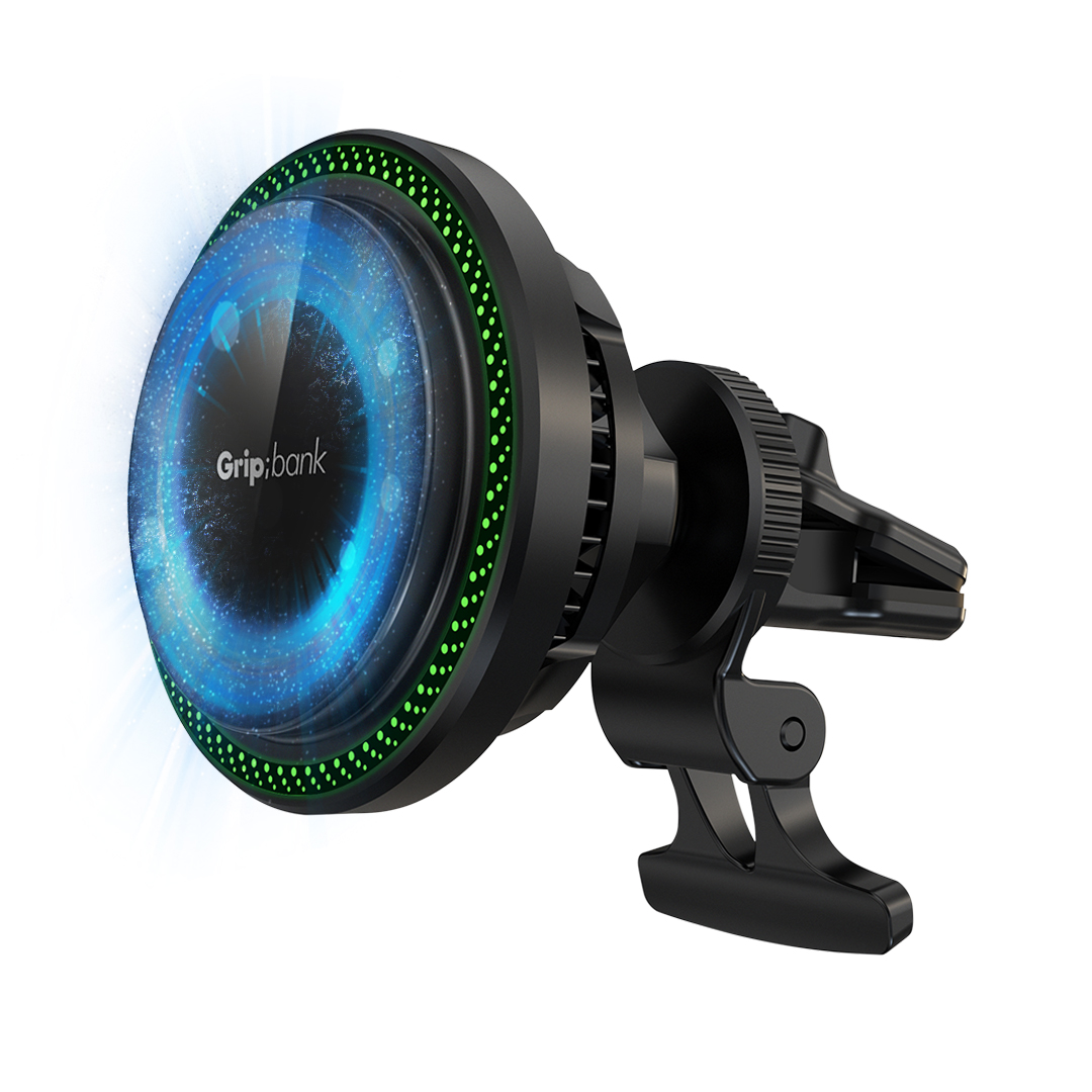 그립뱅크 맥세이프 차량용 핸드폰 고속 무선충전 거치대 쿨러 LED